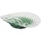 18" Handmade Green Ombre Abstract Wavy Glass Bowl with Bubble Texturing